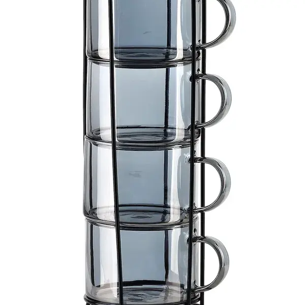 Sada hrnků se stojánkem Affek Design Peter Grey 350 ml 4-pack šedá barva