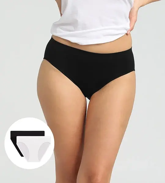 DIM SEAMLESS MAXI BRIEF 2x - Women's Seamless Panties 2 pcs - Black - White