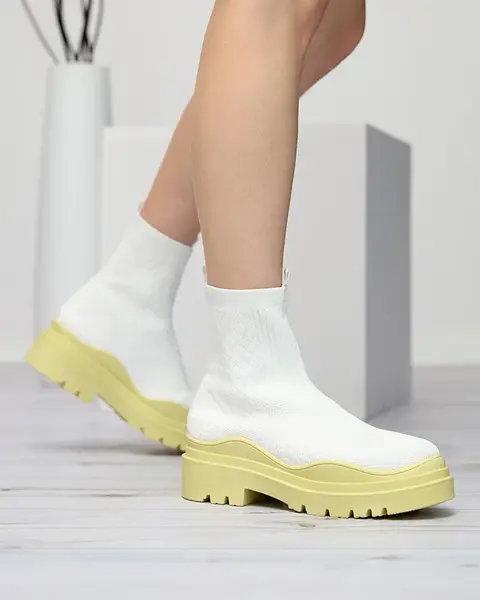 Resti White and yellow women's flat-heeled boots Seritis - Footwear