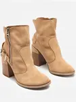 Resti Light brown eco suede women's boots on the post Emrica - Footwear
