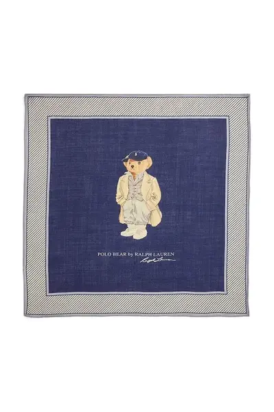 Šátek s vlnou a hedvábím Polo Ralph Lauren tmavomodrá barva, 455981446