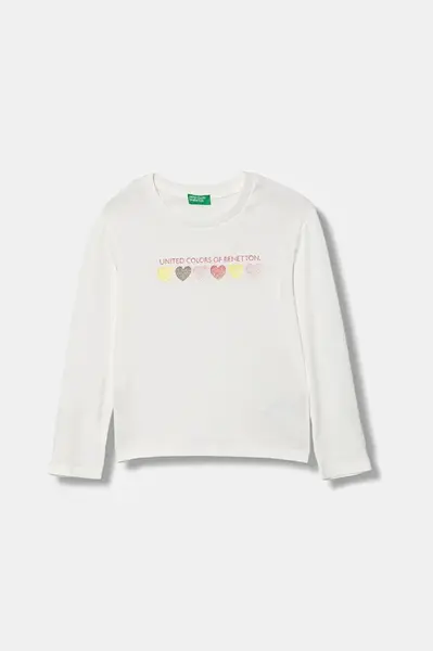 Dětské bavlněné tričko s dlouhým rukávem United Colors of Benetton
