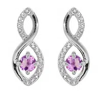 Brilio Silver Třpytivé stříbrné visací náušnice s ametysty Precious Stone SE09089AM
