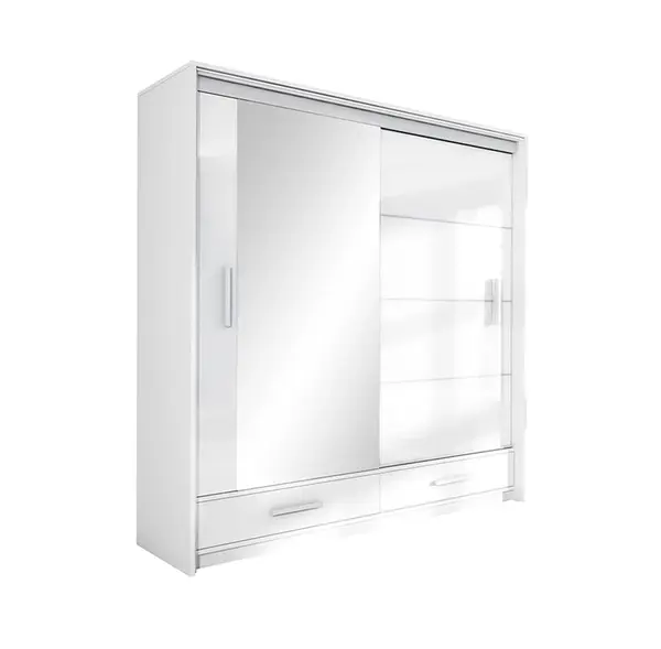 Šatní skříň Marsylia lesk Barva korpusu: Bílý lesk, Rozměry: 208 cm