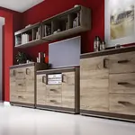 Obývací stěna Relax Barva korpusu: Lancelot, Lišta: Dub - canyon, Barva dvířek: Trufla