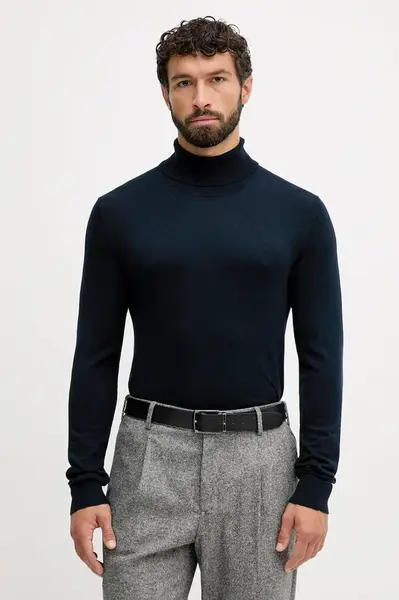 Svetr Lindbergh pánský, tmavomodrá barva, s golfem, 30-80094