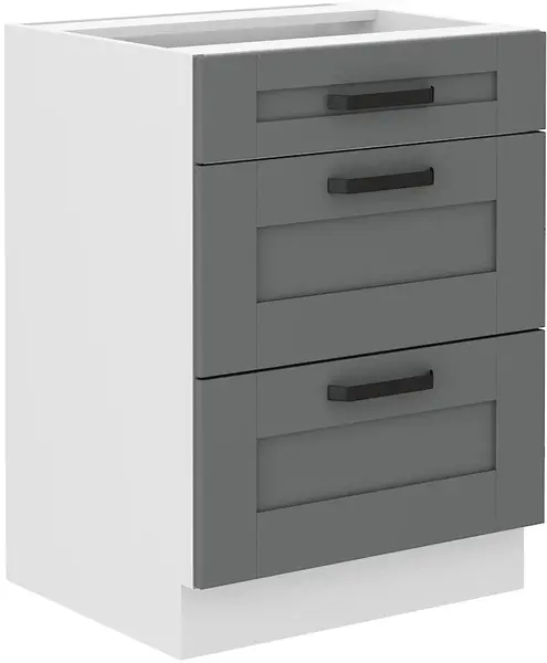 Spodní skříňka Luna 60 D 3S BB - Premium Box Barva korpusu: Bílá, Barva dvířek: Dust Grey