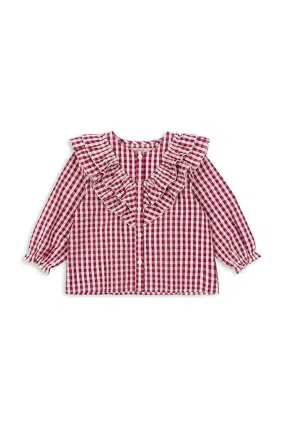 Dětská bavlněná halenka Konges Sløjd KIM FRILL BLOUSE GOTS červená barva, KS103841