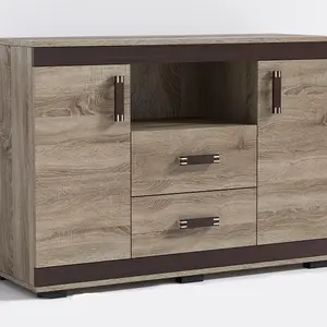 Komoda P15 120 cm Barva korpusu: Bílá, Lišta: Dub - sonoma, Barva dvířek: Dub - canyon