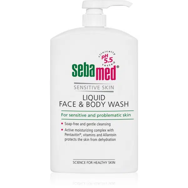 Sebamed Face & Body Wash Sensitive Skin jemná mycí emulze na tělo a obličej pro citlivou pokožku 1000 ml