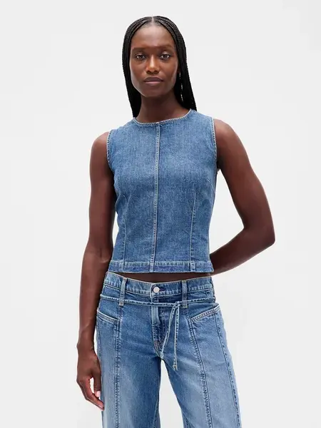 Dámský denimový crop top