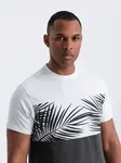 Ombre Men's two-tone t-shirt with palm leaf print - graphite
