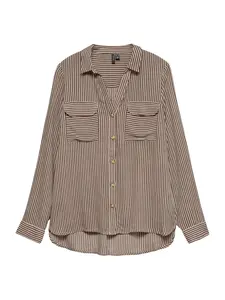 VERO MODA Blúzka 'VMBUMPY'  čokoládová / biela