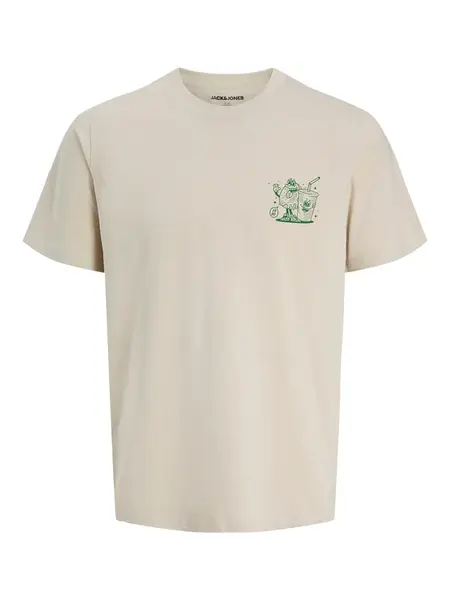 JACK & JONES Tričko 'JJBrewy'  béžová / zelená