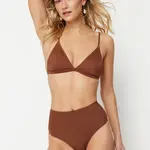 Trendyol hnědé bikiny s vysokým pasem