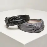 Alice Band Imitation Leather Knot 2-Pack černá/šedá