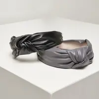 Alice Band Imitation Leather Knot 2-Pack černá/šedá