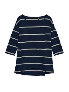 VERO MODA Tričko 'VMDina'  krémová / tmavomodrá