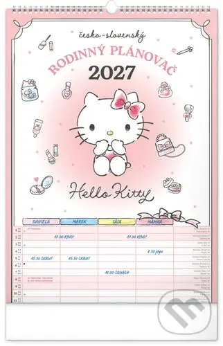 NOTIQUE Nástenný česko-slovenský Rodinný plánovač Hello Kitty 2027
