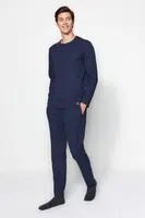 Trendyol Indigo Regular Fit Waffle Pletené Pyžamové Set