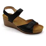 1041 Zdravotné celokožené sandále na platforme 36 - 23,5cm, čierna, 6,5 cm