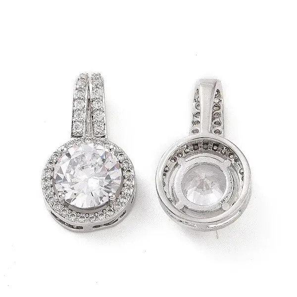Brass Micro Pave Cubic Zirconia Pendants