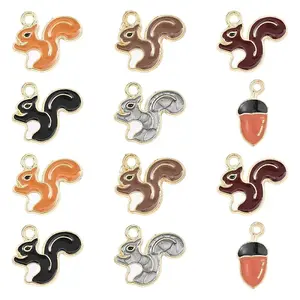 50Pcs 6 Styles Alloy Enamel Pendants