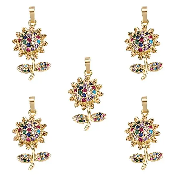 Brass Micro Pave Cubic Zirconia Pendants