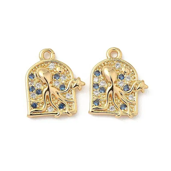 Brass Micro Pave Cubic Zirconia Charms