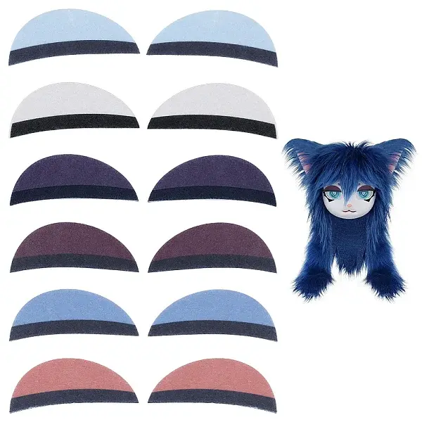6 Pairs 6 Colors Felt Doll Eyelid