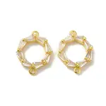 Rack Plating Brass Pave Clear Cubic Zirconia Ring Connector Charms