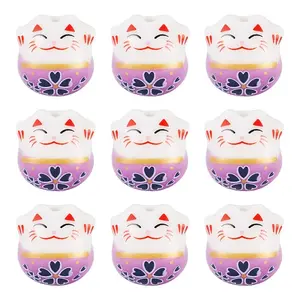 9Pcs Handmade Printed Porcelain Beads