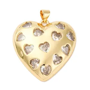 Brass Micro Pave Cubic Zirconia Pendants