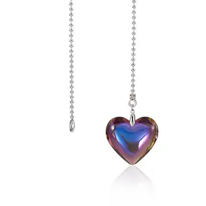 Heart Electroplated Glass Charms Ceiling Fan Pull Chain Extenders