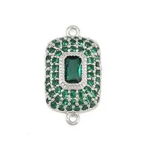 Brass Micro Pave Cubic Zirconia Connector Charms