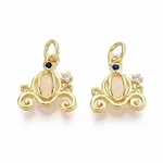 Brass Micro Pave Colorful Cubic Zirconia Glass Pendants