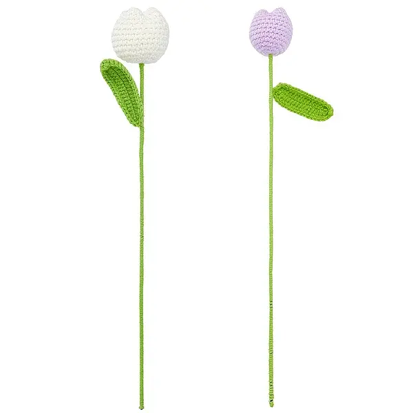 2Pcs 2 Colors Cotton Knitting Artificial Flower