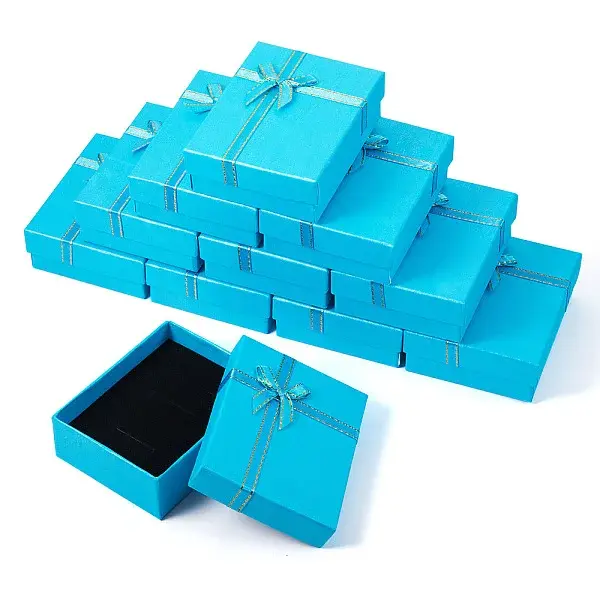 Rectangle Paper Jewelry Set Storage Boxes with Bowknot