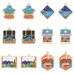 12Pcs 6 Styles Alloy Enamel Pendants