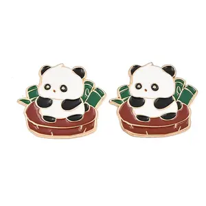 Panda with Bamboo Alloy Enamel Cabochons