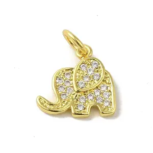 Golden Brass Pave Cubic Zirconia Pendants