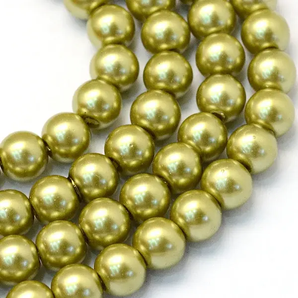 Baking Paint Pearlized Glass Pearl Round Bead Strands