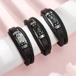Natural Moss Agate & Braided Microfiber Leather Multi-strand Bracelets for Women Men