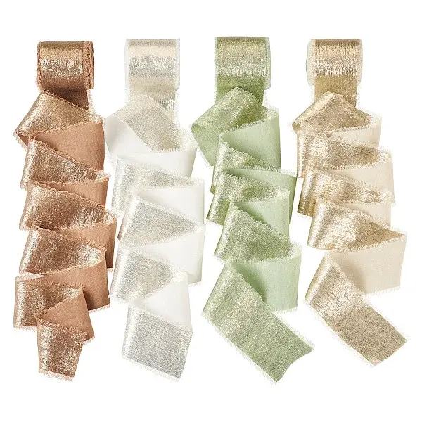 4 Rolls 4 Colors Satin Frayed Ribbon