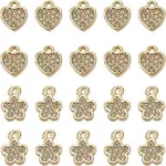 20Pcs 2 Styles Brass Clear Cubic Zirconia Charms
