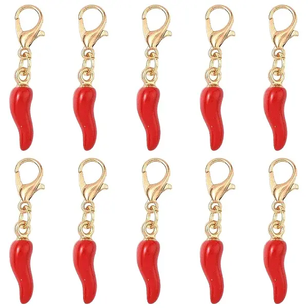 10Pcs Peppers Alloy Enamel Pendant Decorations
