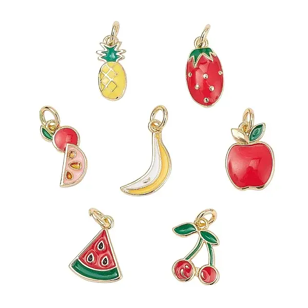 7Pcs 7 Style Brass Enamel Charms