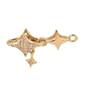 Brass Micro Pave Clear Cubic Zirconia Fold Over Clasps