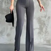 80272 Dewbery High Waist Slim Fit Wide Leg Pants-ANTHRACITE