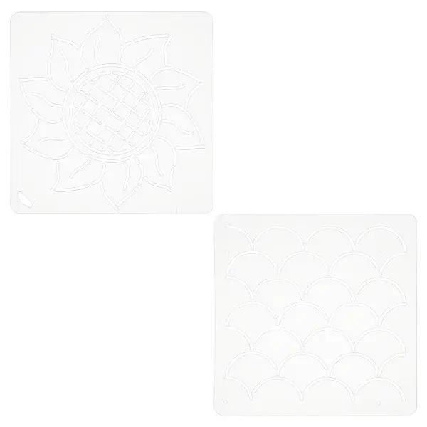 2Sheets 2 Styles Plastic Drawing Painting Stencils Templates